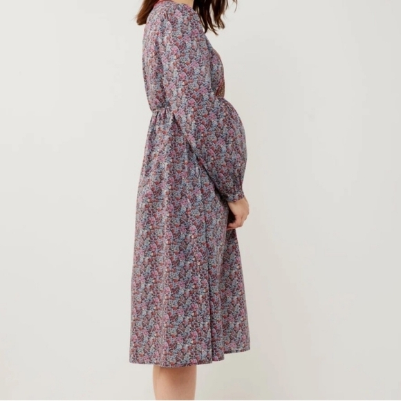 NWT A Pea In The Pod Maternity Bib Floral Dress Made With Tana Lawn Size S - Picture 1 of 13